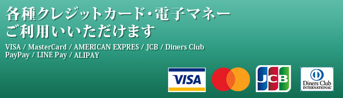 各種クレジットカード・電子マネーご利用いいただけます。